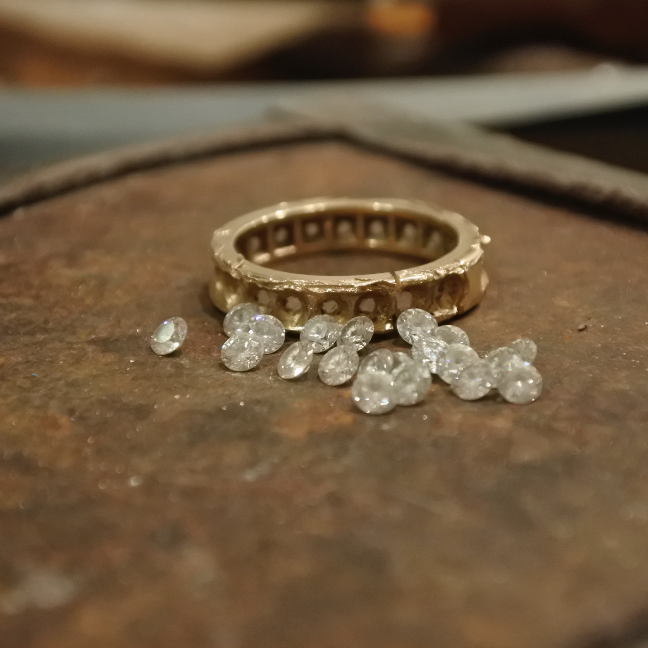 Clients ring with the diamonds taken out to use for the new ring